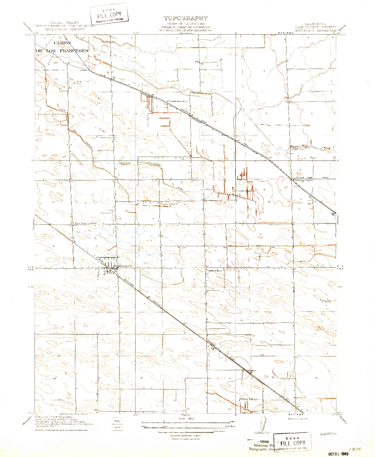 USGS 1:31680-SCALE QUADRANGLE FOR MANTECA, CA 1914