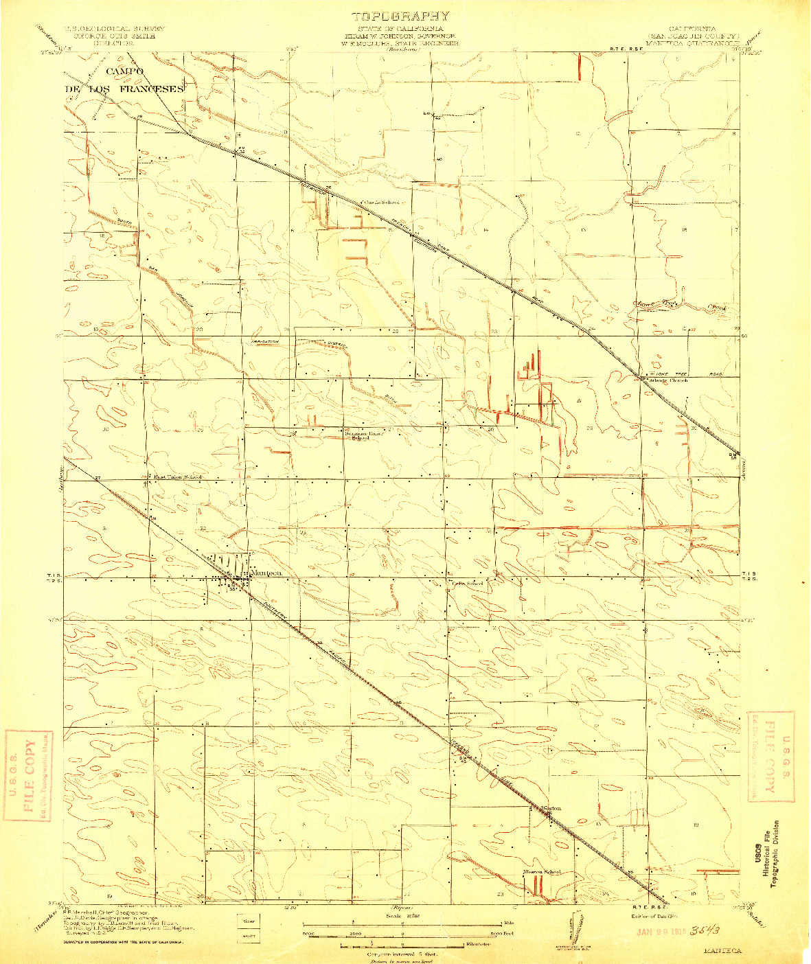 USGS 1:31680-SCALE QUADRANGLE FOR MANTECA, CA 1914