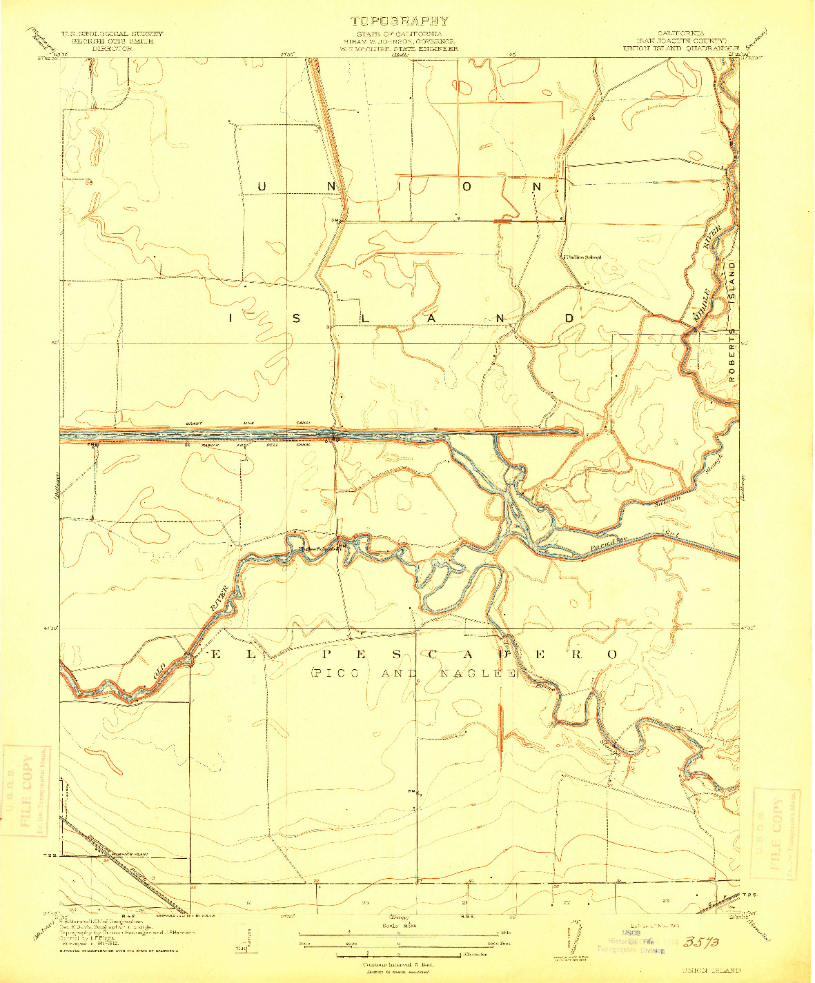 USGS 1:31680-SCALE QUADRANGLE FOR UNION ISLAND, CA 1914