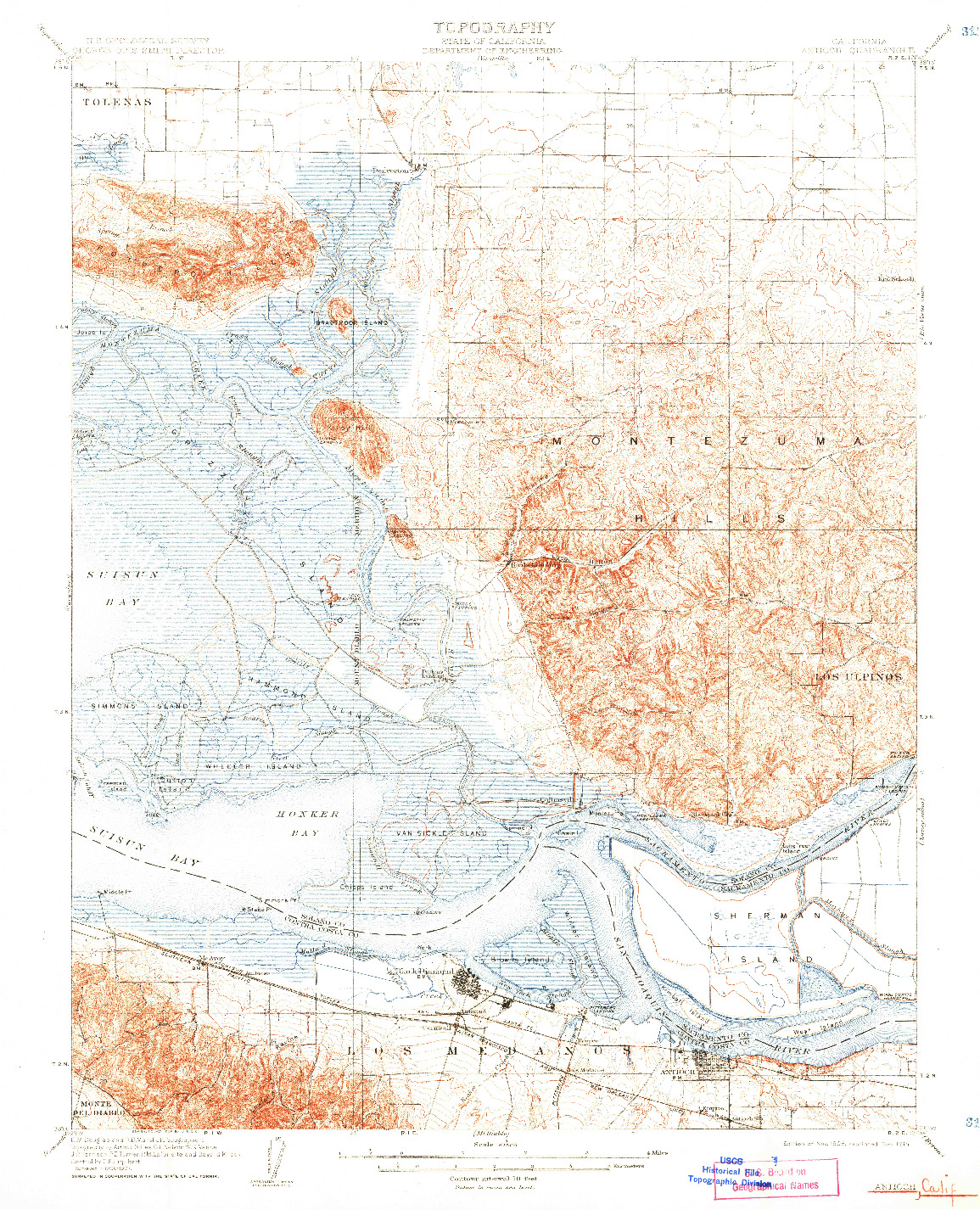 USGS 1:62500-SCALE QUADRANGLE FOR ANTIOCH, CA 1908