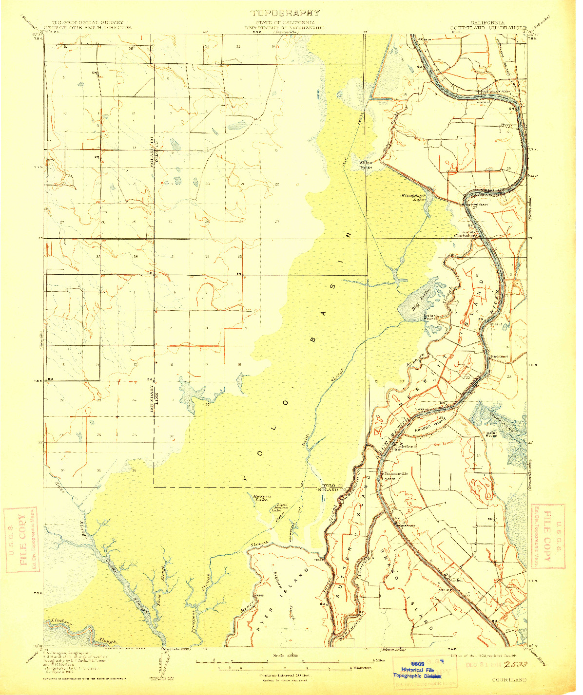 USGS 1:62500-SCALE QUADRANGLE FOR COURTLAND, CA 1908