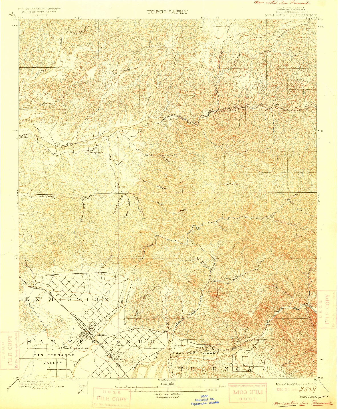 USGS 1:62500-SCALE QUADRANGLE FOR FERNANDO, CA 1900