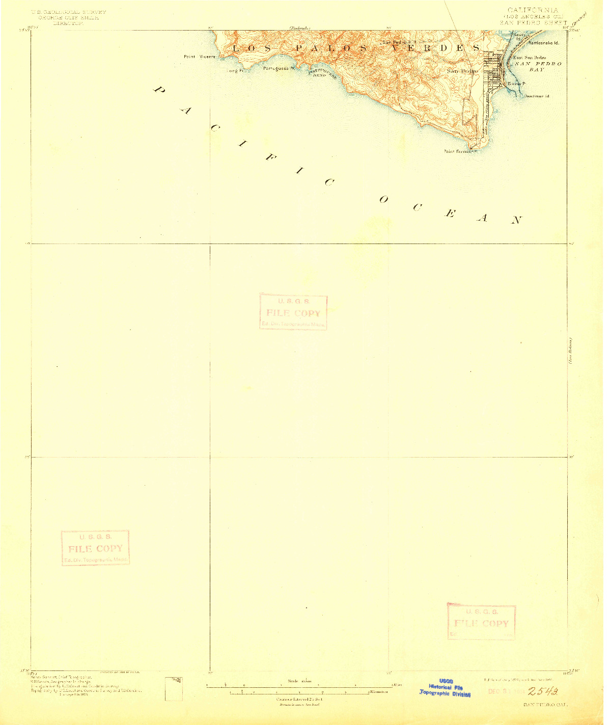 USGS 1:62500-SCALE QUADRANGLE FOR SAN PEDRO, CA 1896