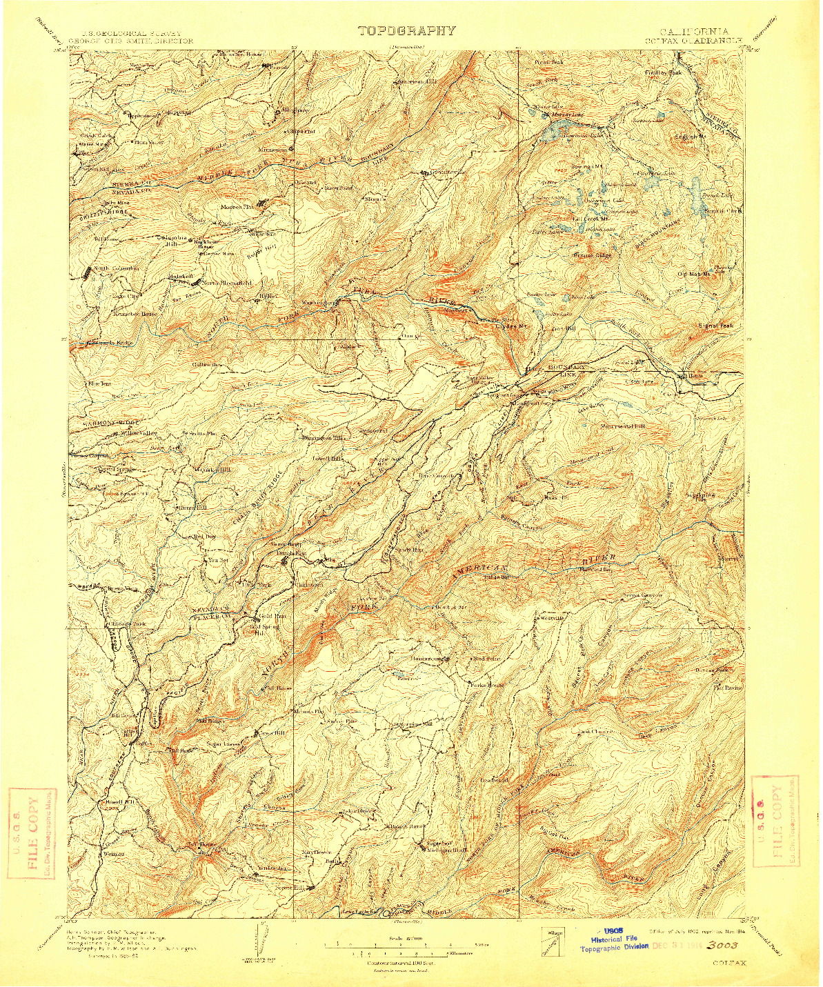 USGS 1:125000-SCALE QUADRANGLE FOR COLFAX, CA 1902