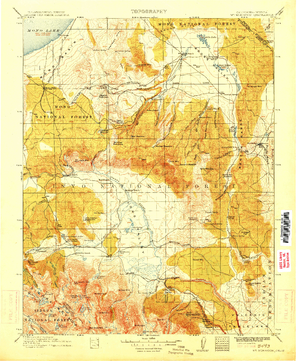 USGS 1:125000-SCALE QUADRANGLE FOR MT. MORRISON, CA 1914