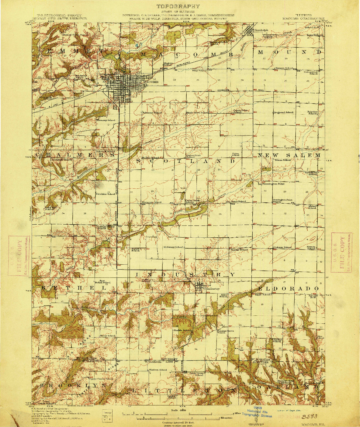 USGS 1:62500-SCALE QUADRANGLE FOR MACOMB, IL 1914