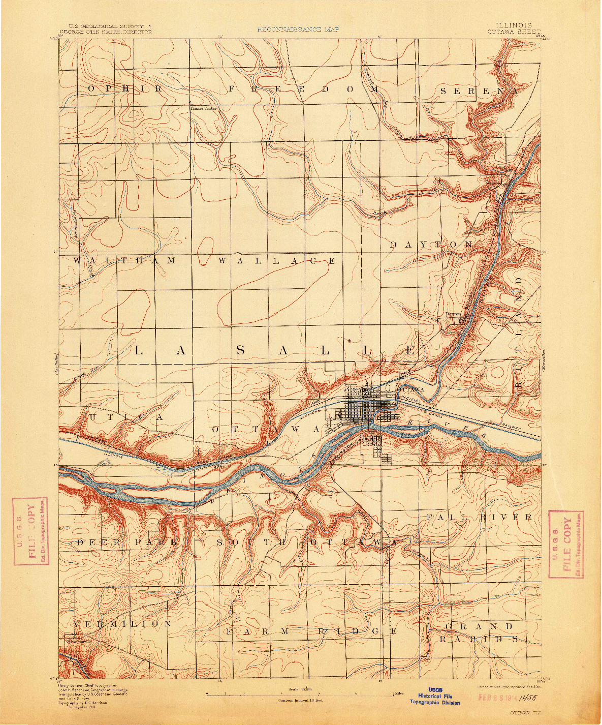 USGS 1:62500-SCALE QUADRANGLE FOR OTTAWA, IL 1892