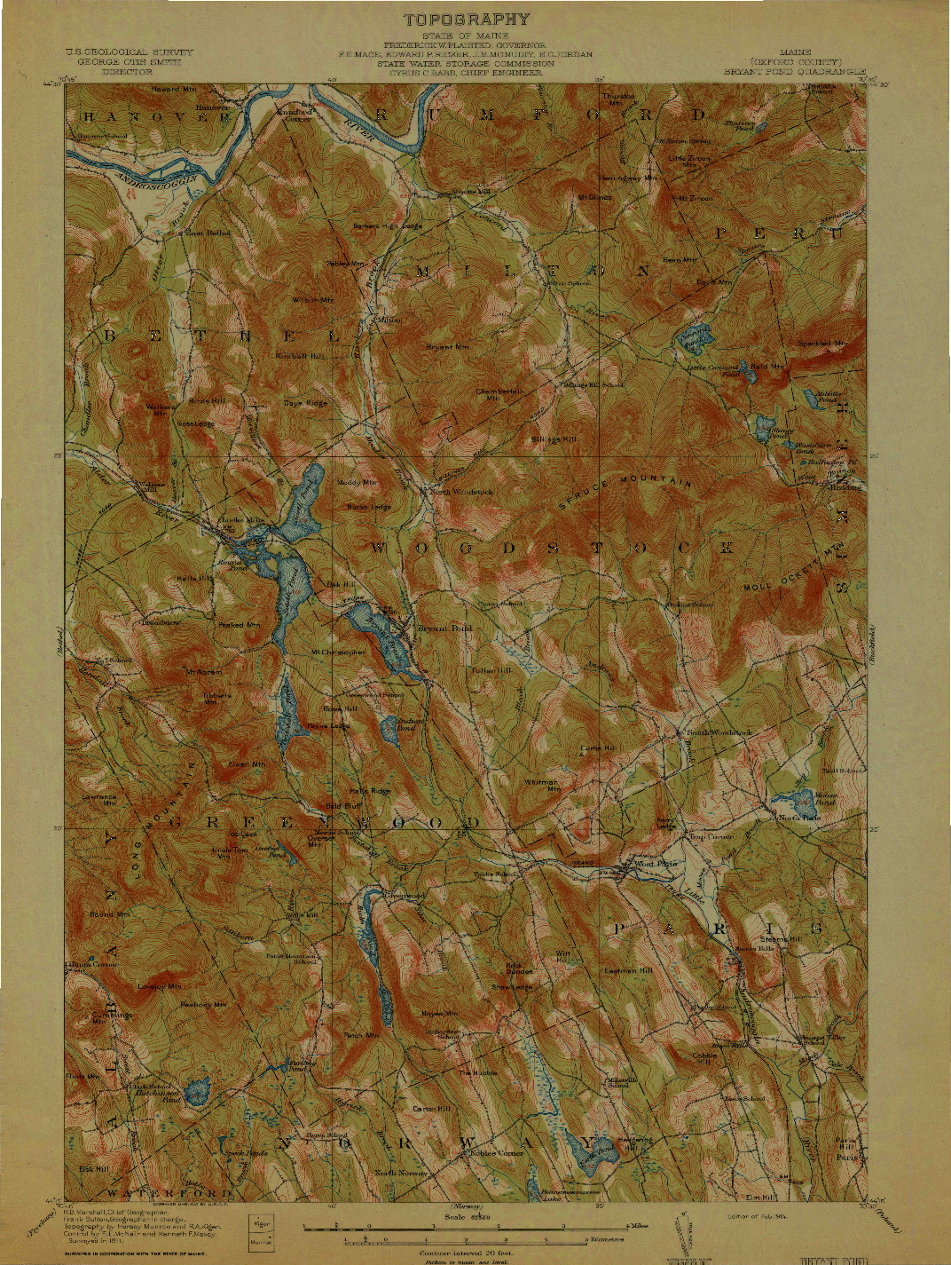 USGS 1:62500-SCALE QUADRANGLE FOR BRYANT POND, ME 1914