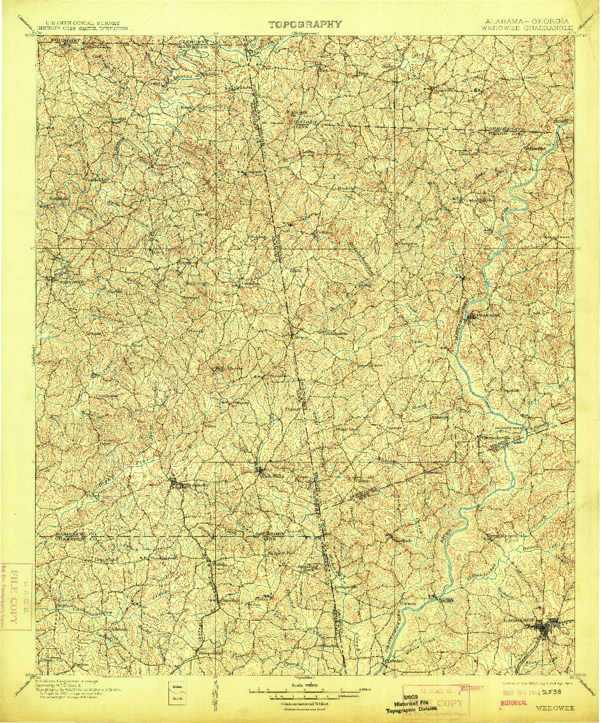 USGS 1:125000-SCALE QUADRANGLE FOR WEDOWEE, AL 1902