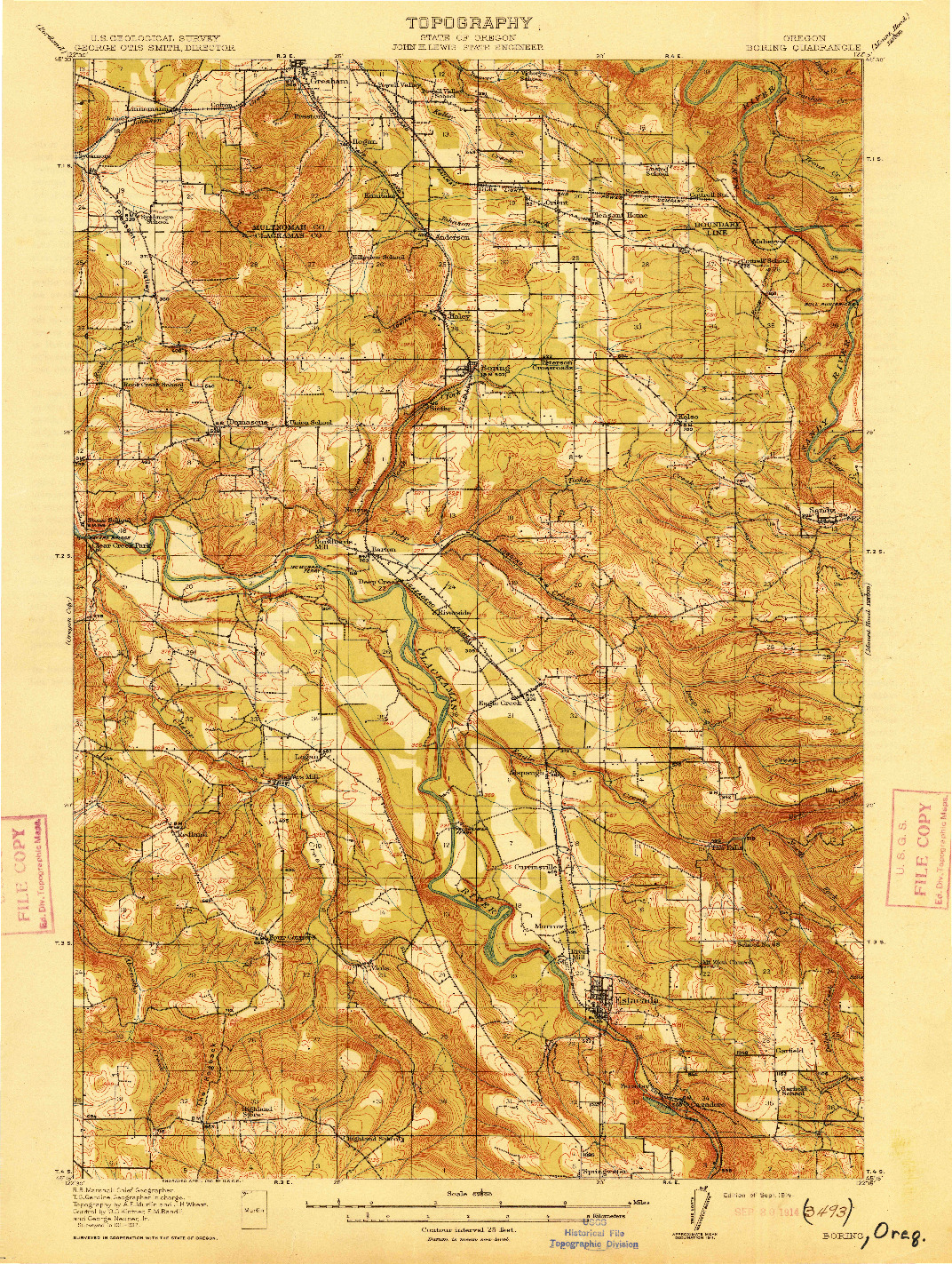 USGS 1:62500-SCALE QUADRANGLE FOR BORING, OR 1914