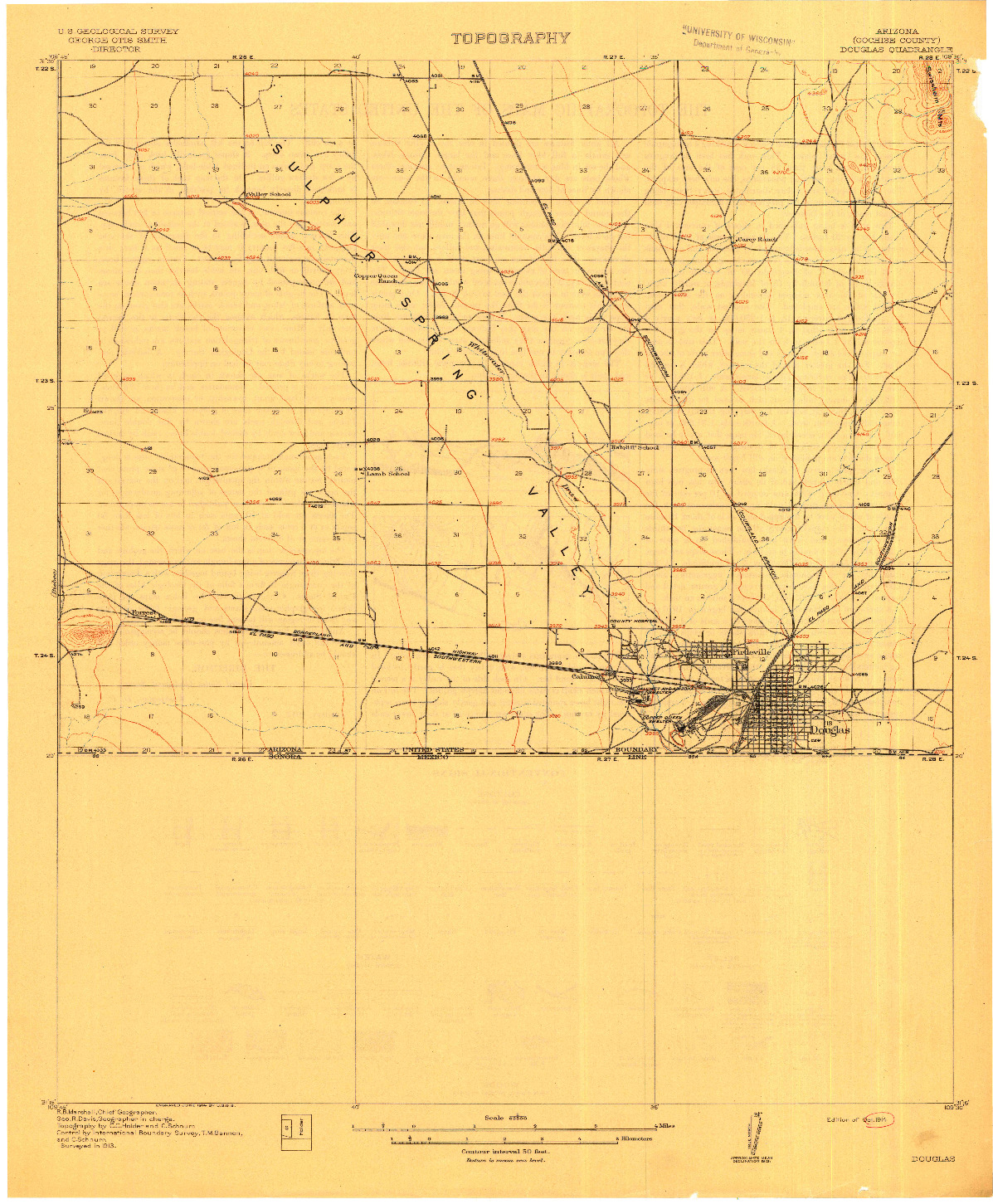 USGS 1:62500-SCALE QUADRANGLE FOR DOUGLAS, AZ 1914