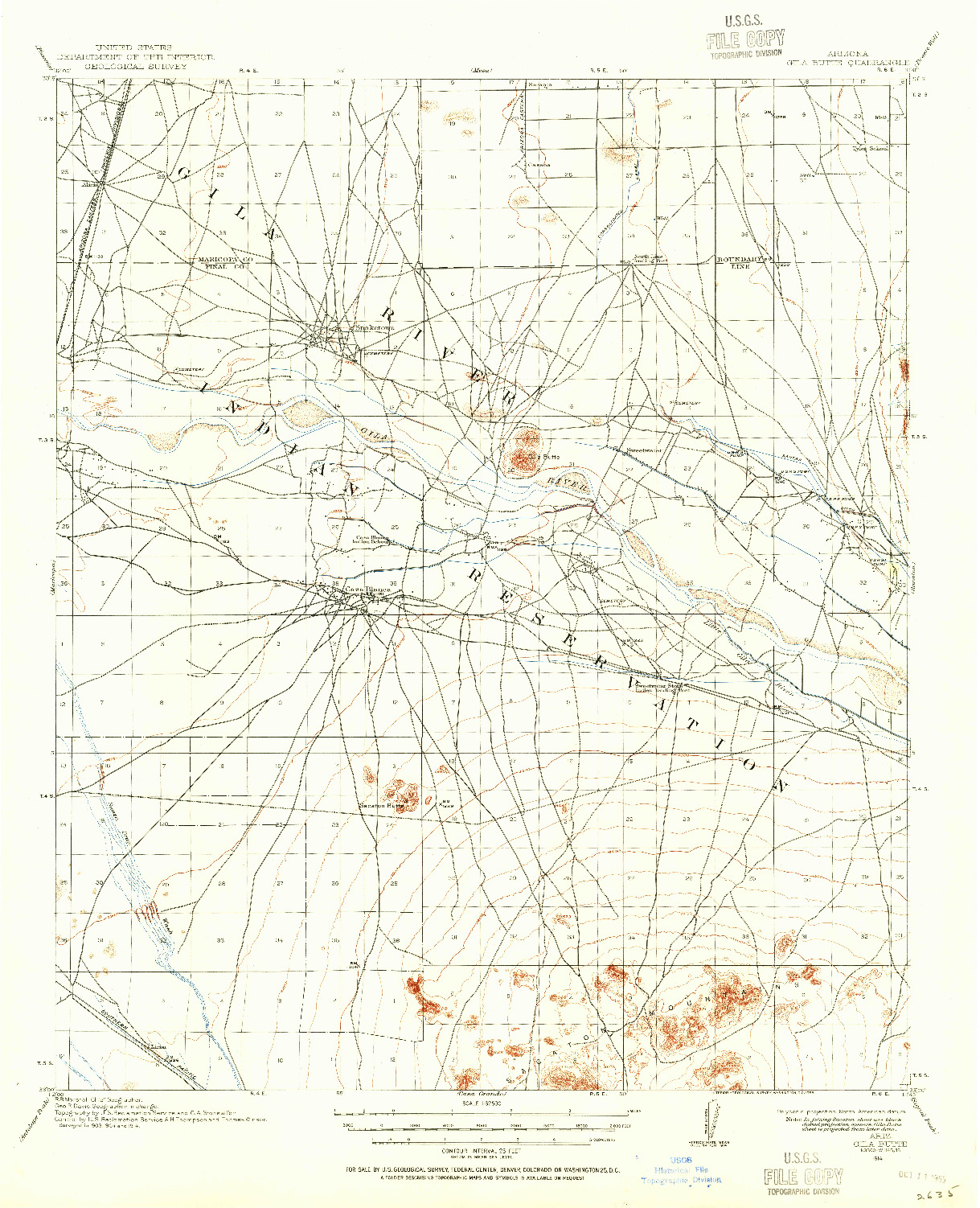 USGS 1:62500-SCALE QUADRANGLE FOR GILA BUTTE, AZ 1914