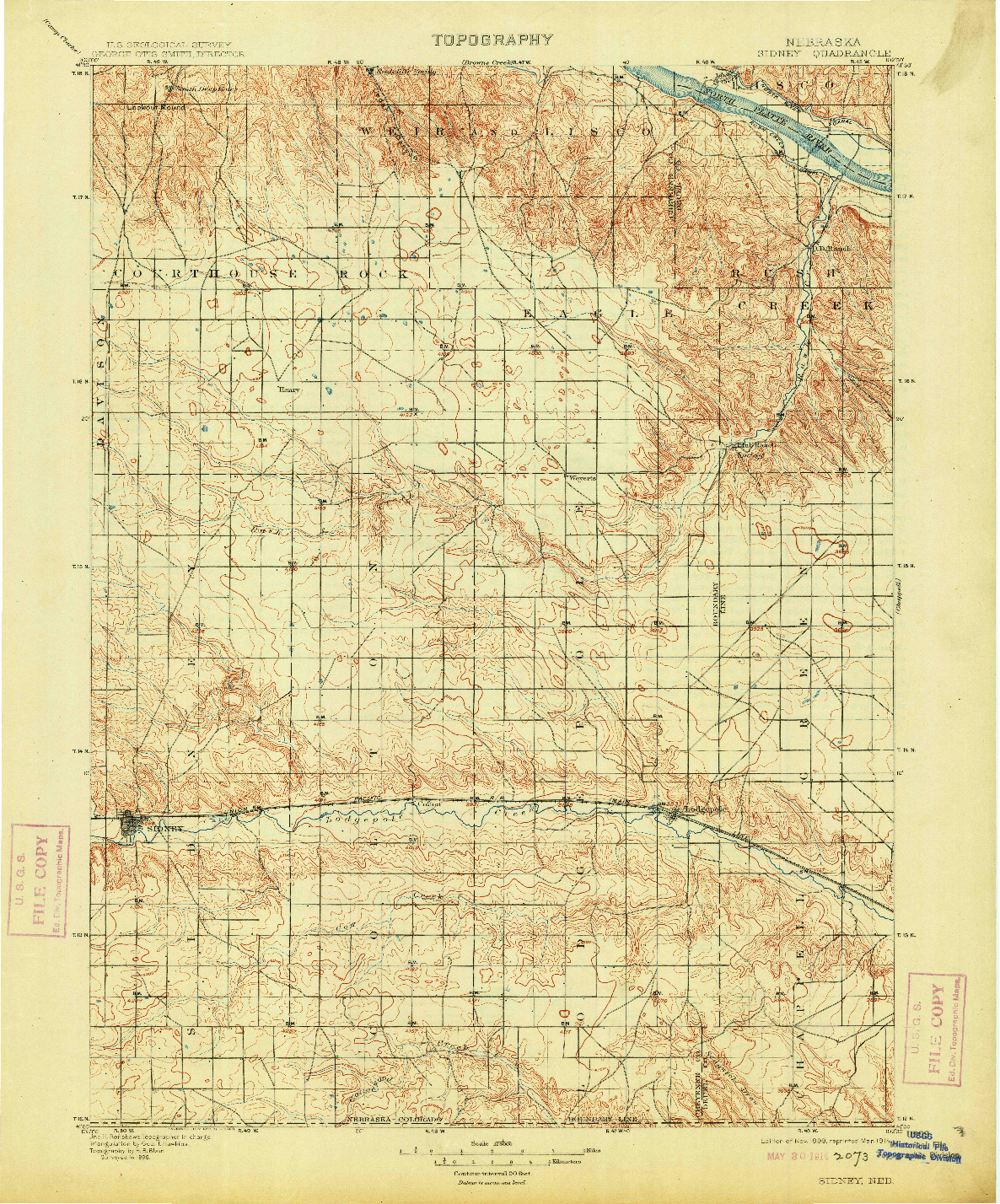 USGS 1:125000-SCALE QUADRANGLE FOR SIDNEY, NE 1899