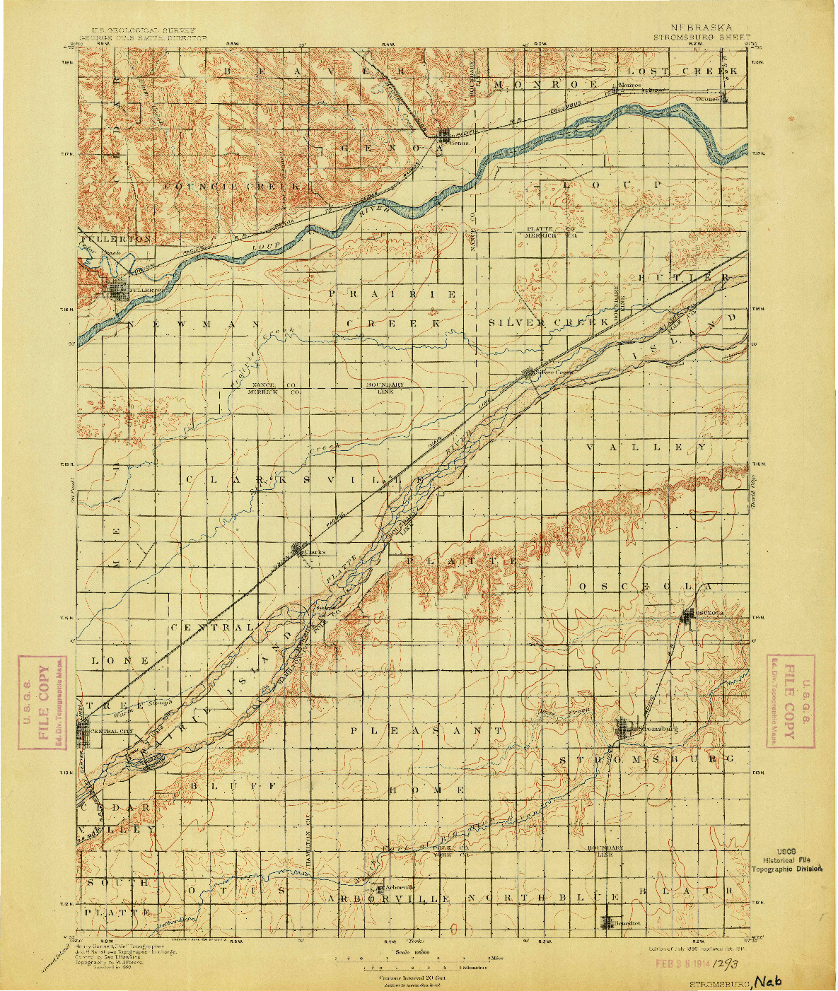 USGS 1:125000-SCALE QUADRANGLE FOR STROMSBURG, NE 1896