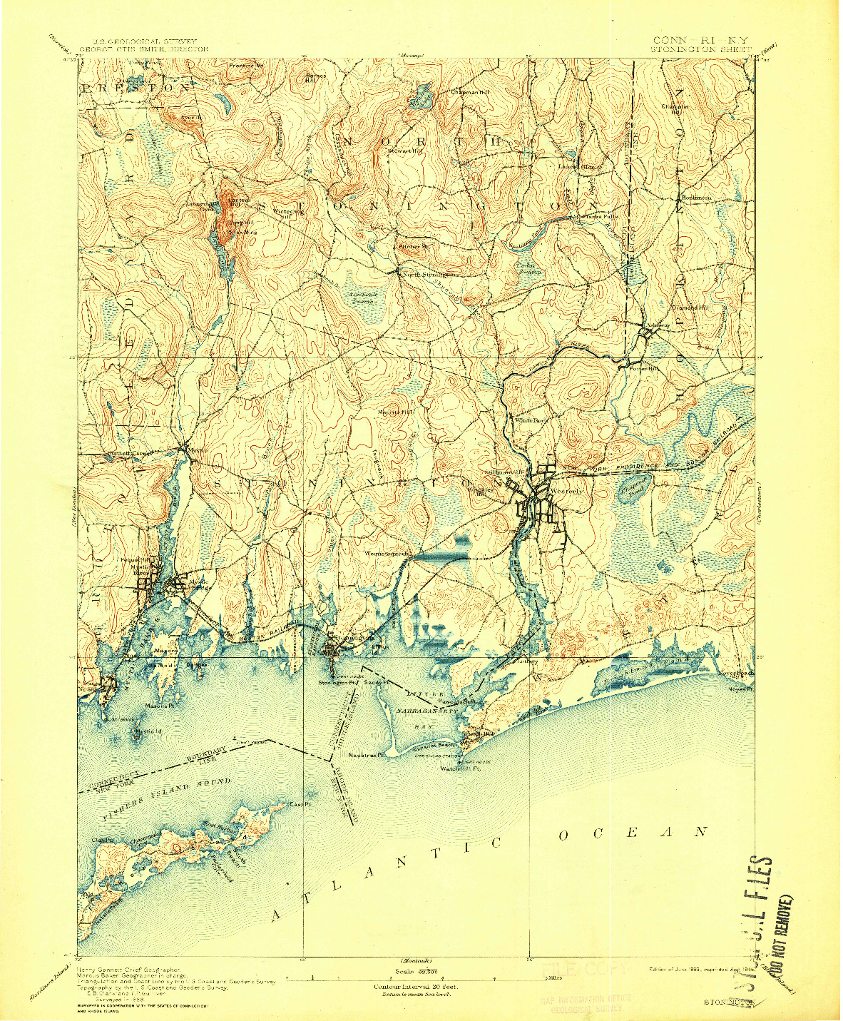 USGS 1:62500-SCALE QUADRANGLE FOR STONINGTON, CT 1893