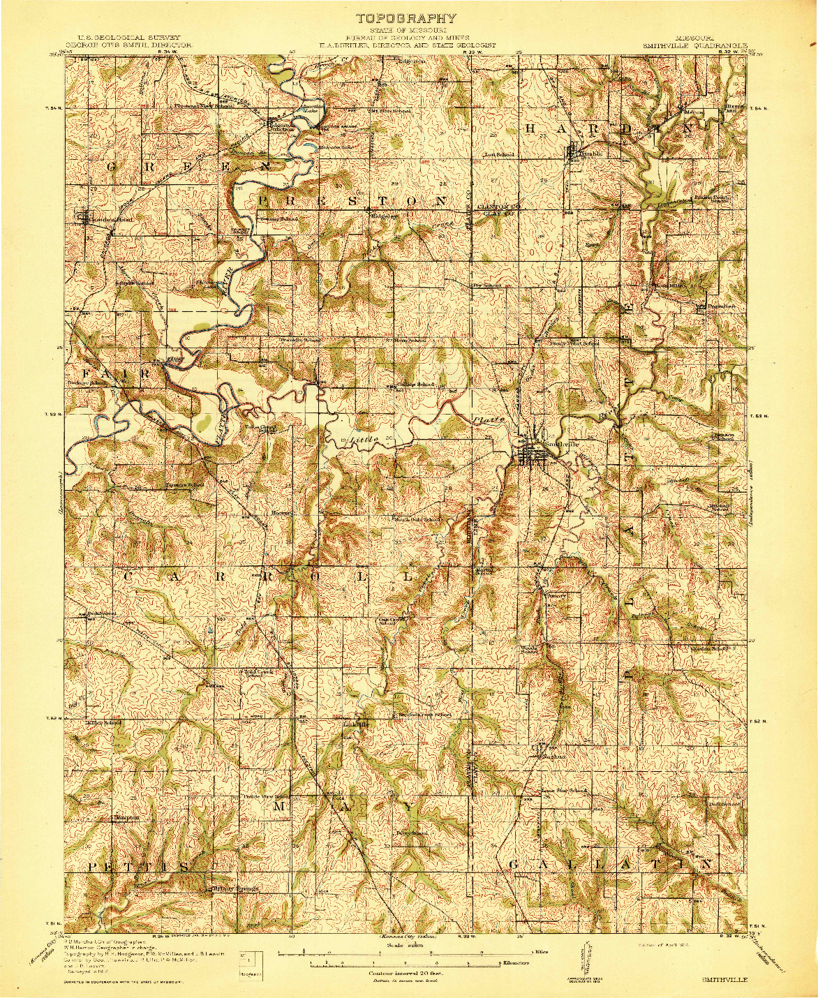 USGS 1:62500-SCALE QUADRANGLE FOR SMITHVILLE, MO 1914