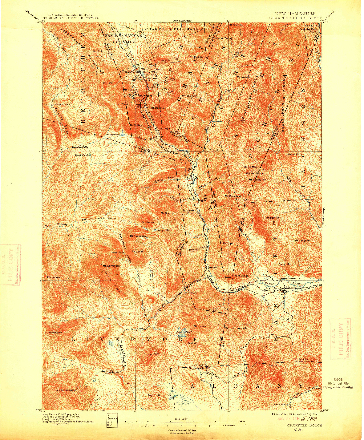 USGS 1:62500-SCALE QUADRANGLE FOR CRAWFORD NOTCH, NH 1896