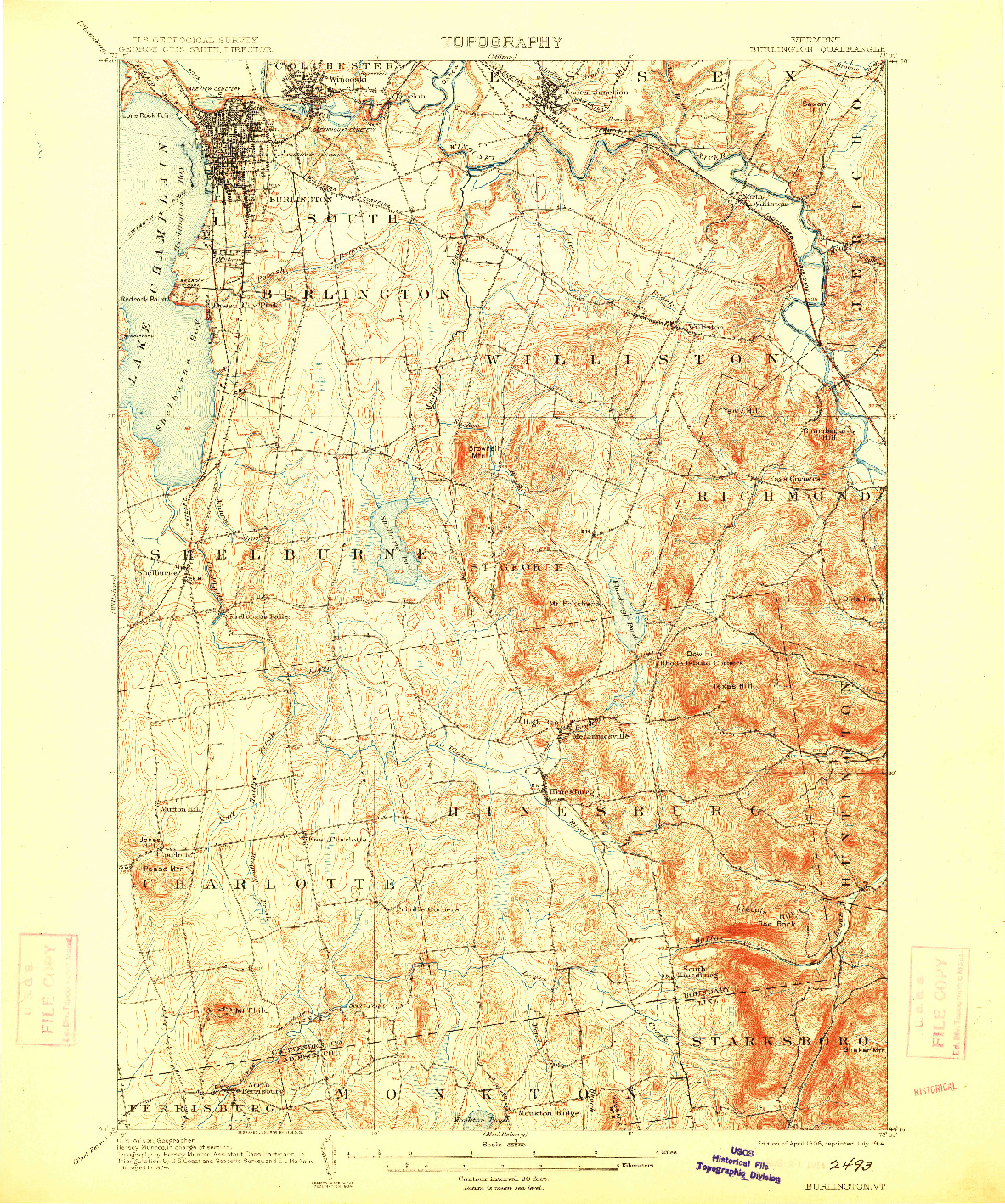 USGS 1:62500-SCALE QUADRANGLE FOR BURLINGTON, VT 1906