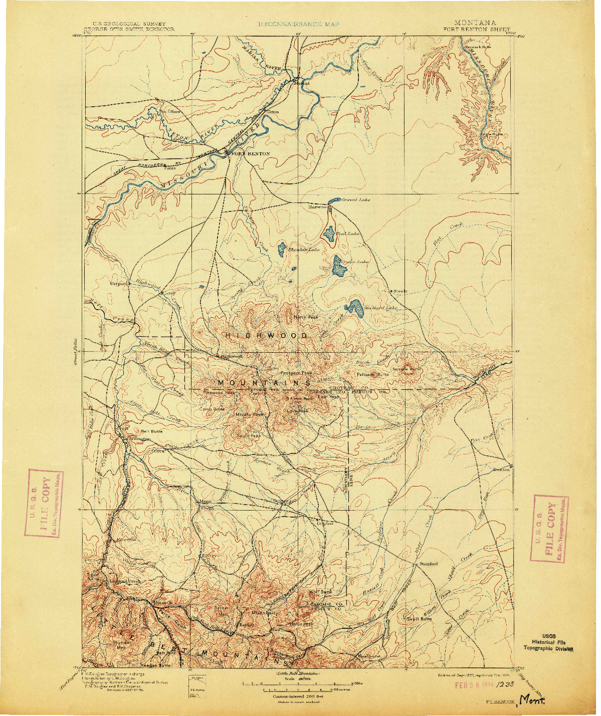 USGS 1:250000-SCALE QUADRANGLE FOR FORT BENTON, MT 1897