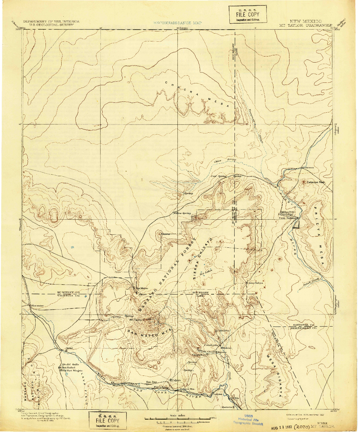 USGS 1:250000-SCALE QUADRANGLE FOR MT. TAYLOR, NM 1899