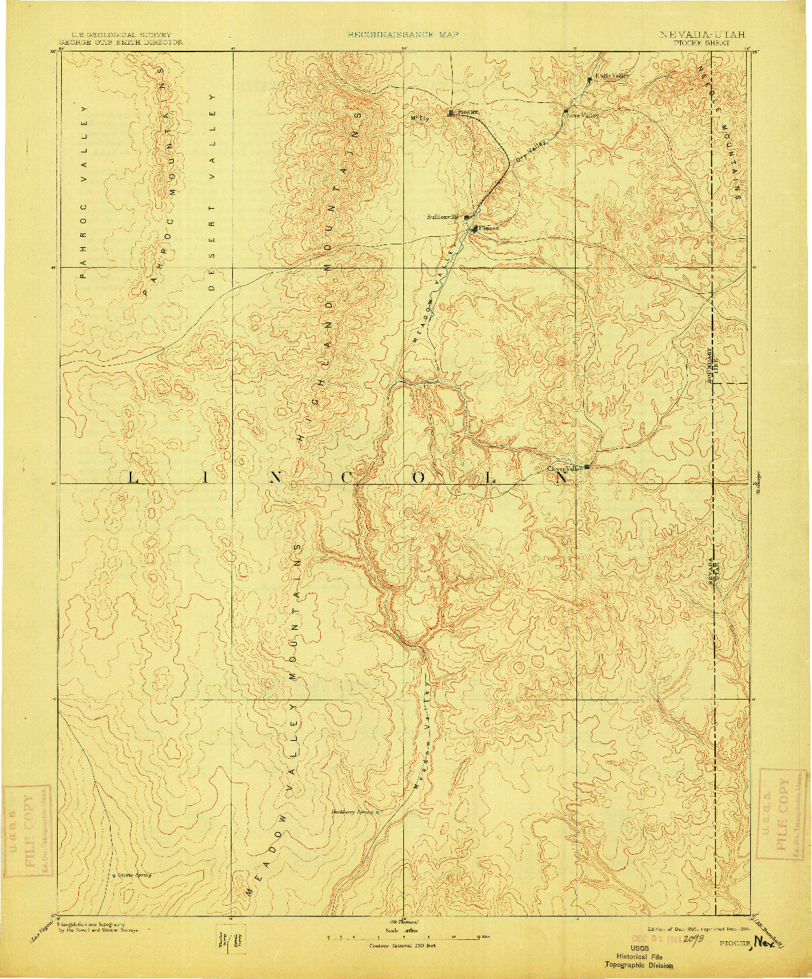 USGS 1:250000-SCALE QUADRANGLE FOR PIOCHE, NV 1885