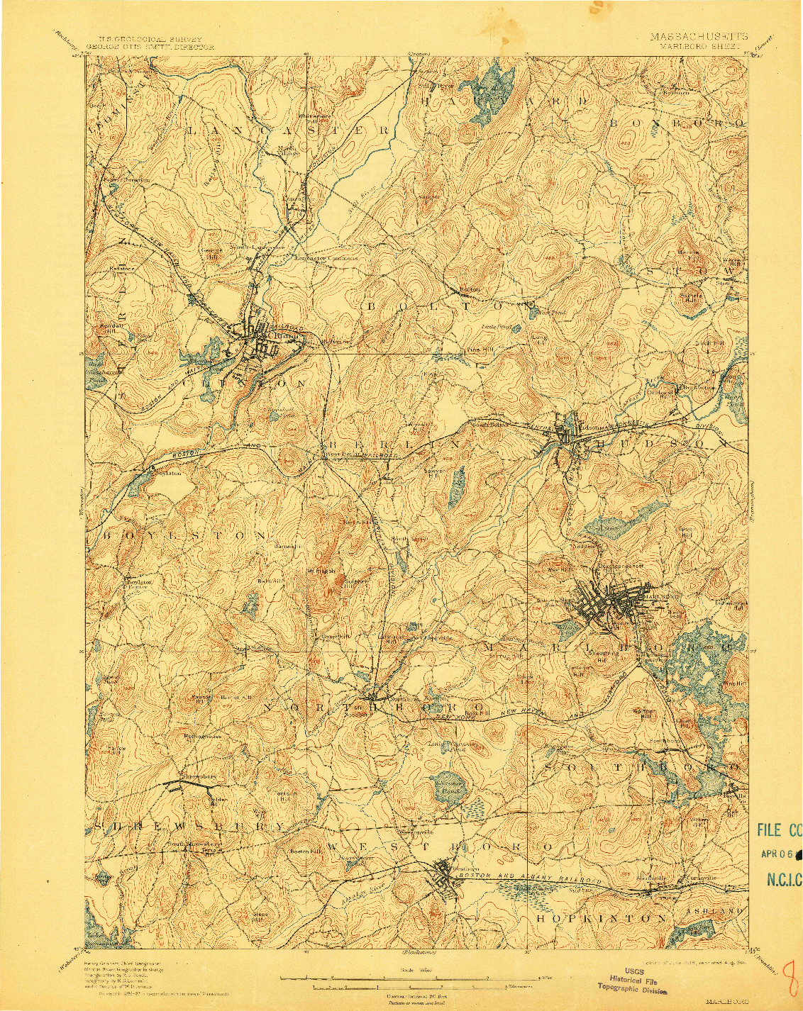 USGS 1:62500-SCALE QUADRANGLE FOR MARLBORO, MA 1898