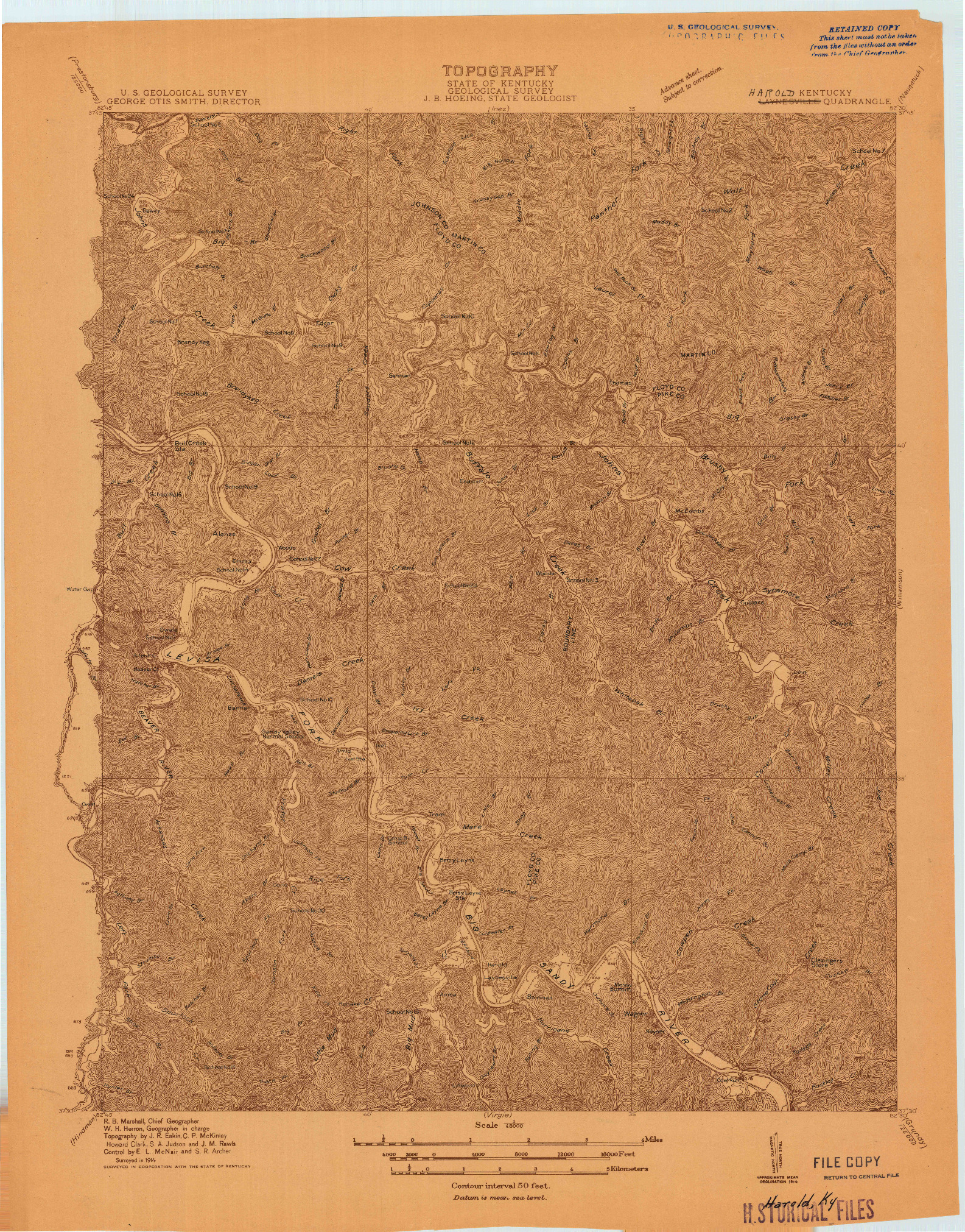 USGS 1:48000-SCALE QUADRANGLE FOR LAYNESVILLE, KY 1914