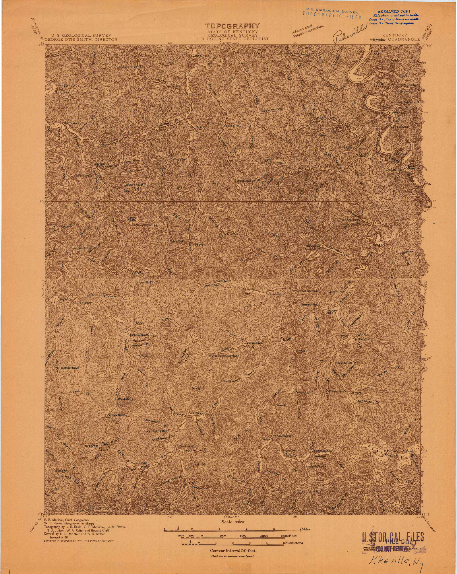 USGS 1:48000-SCALE QUADRANGLE FOR VERGIE, KY 1914