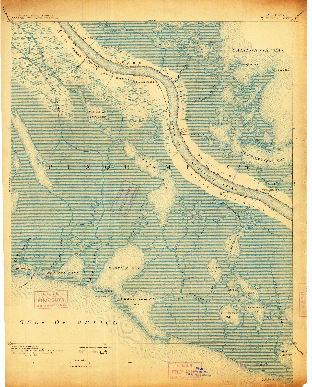USGS 1:62500-SCALE QUADRANGLE FOR QUARANTINE, LA 1892