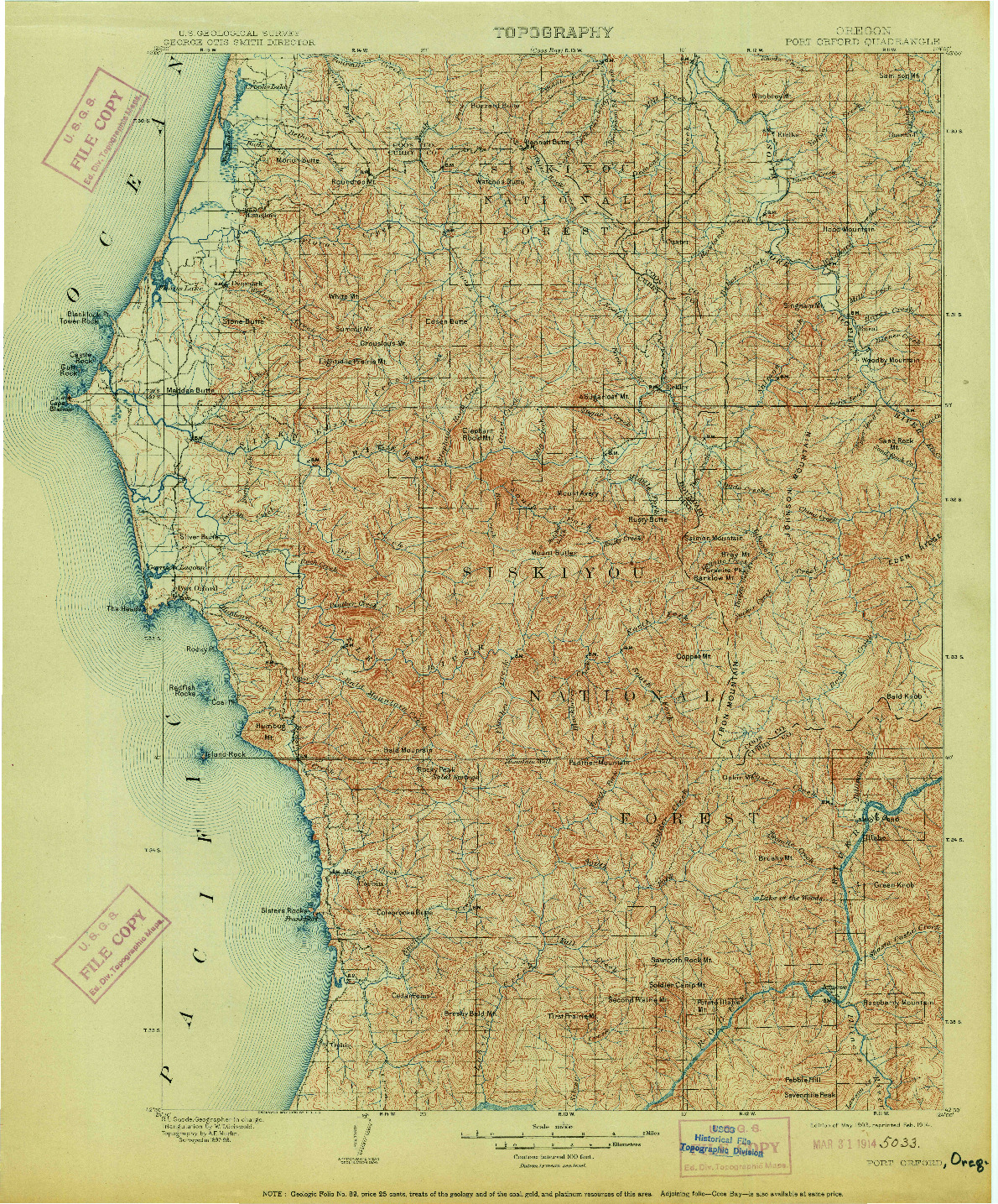 USGS 1:125000-SCALE QUADRANGLE FOR PORT ORFORD, OR 1903