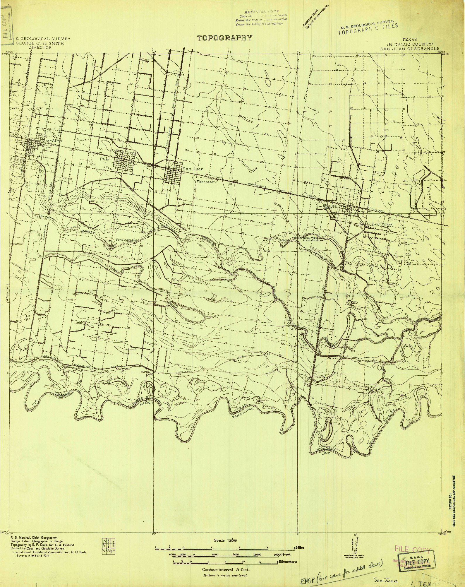 USGS 1:48000-SCALE QUADRANGLE FOR SAN JUAN, TX 1914