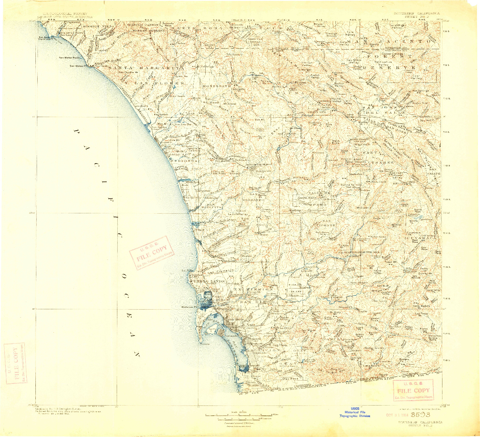 USGS 1:250000-SCALE QUADRANGLE FOR SOUTHERN CALIFORNIA SHEET NO. 2, CA 1904