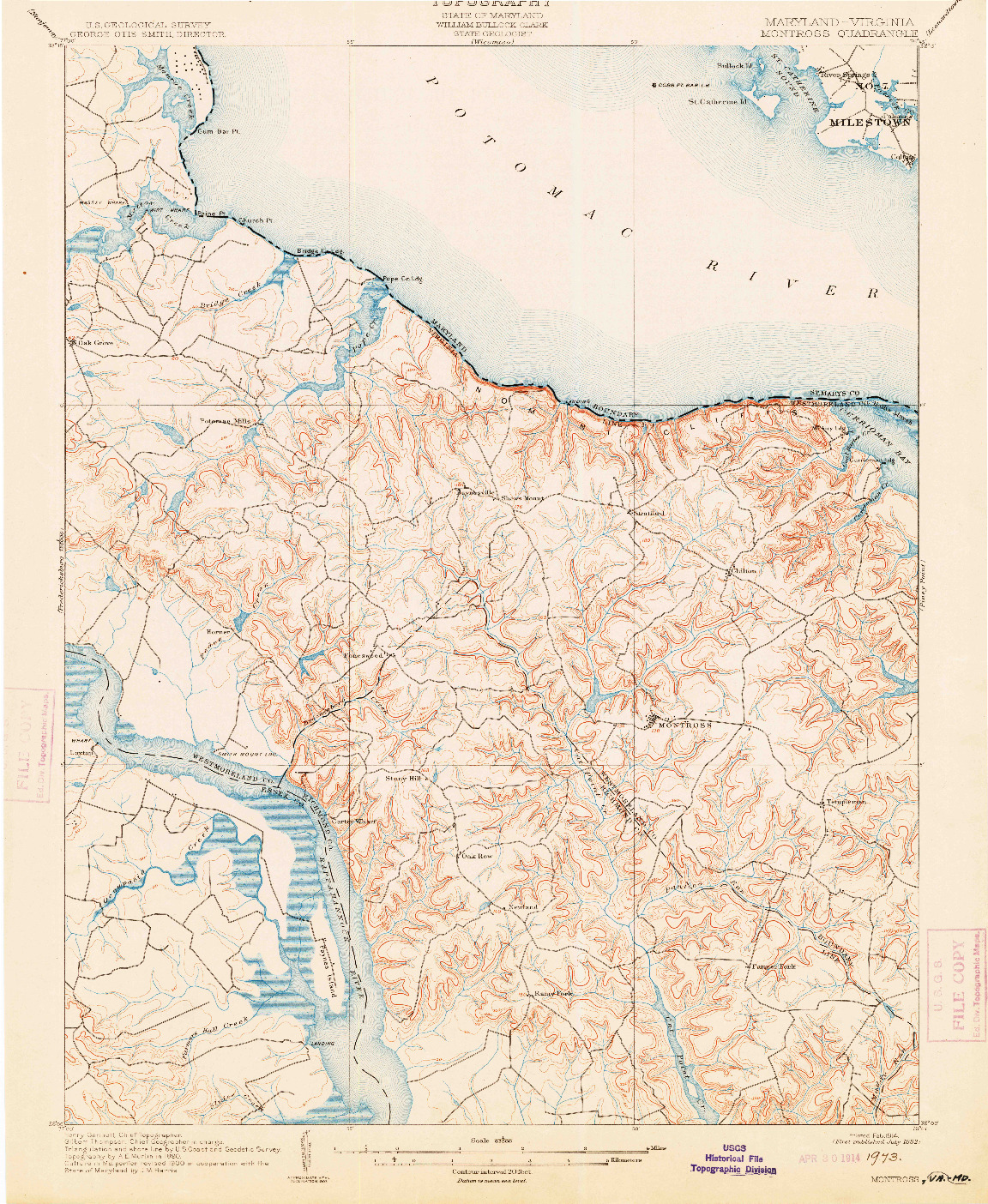 USGS 1:62500-SCALE QUADRANGLE FOR MONTROSS, MD 1892