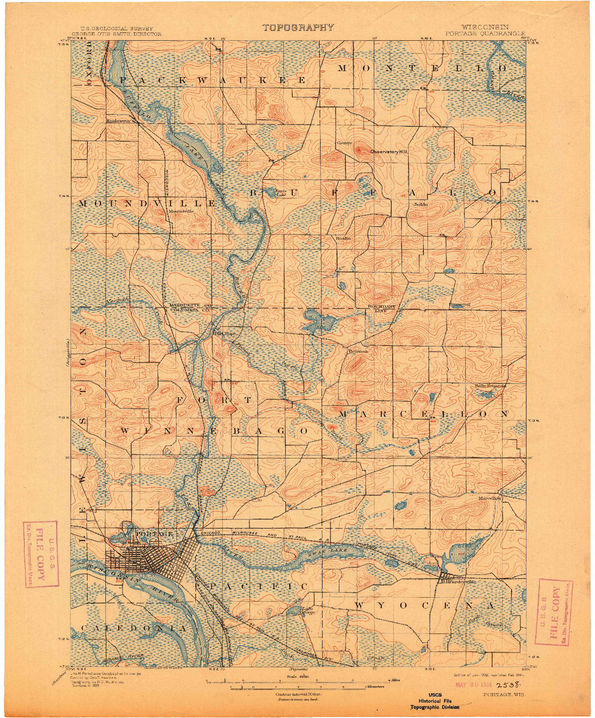 USGS 1:62500-SCALE QUADRANGLE FOR PORTAGE, WI 1902