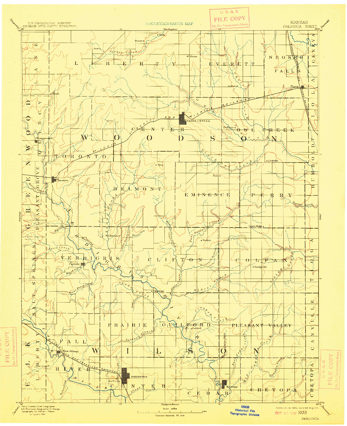 USGS 1:125000-SCALE QUADRANGLE FOR FREDONIA, KS 1894