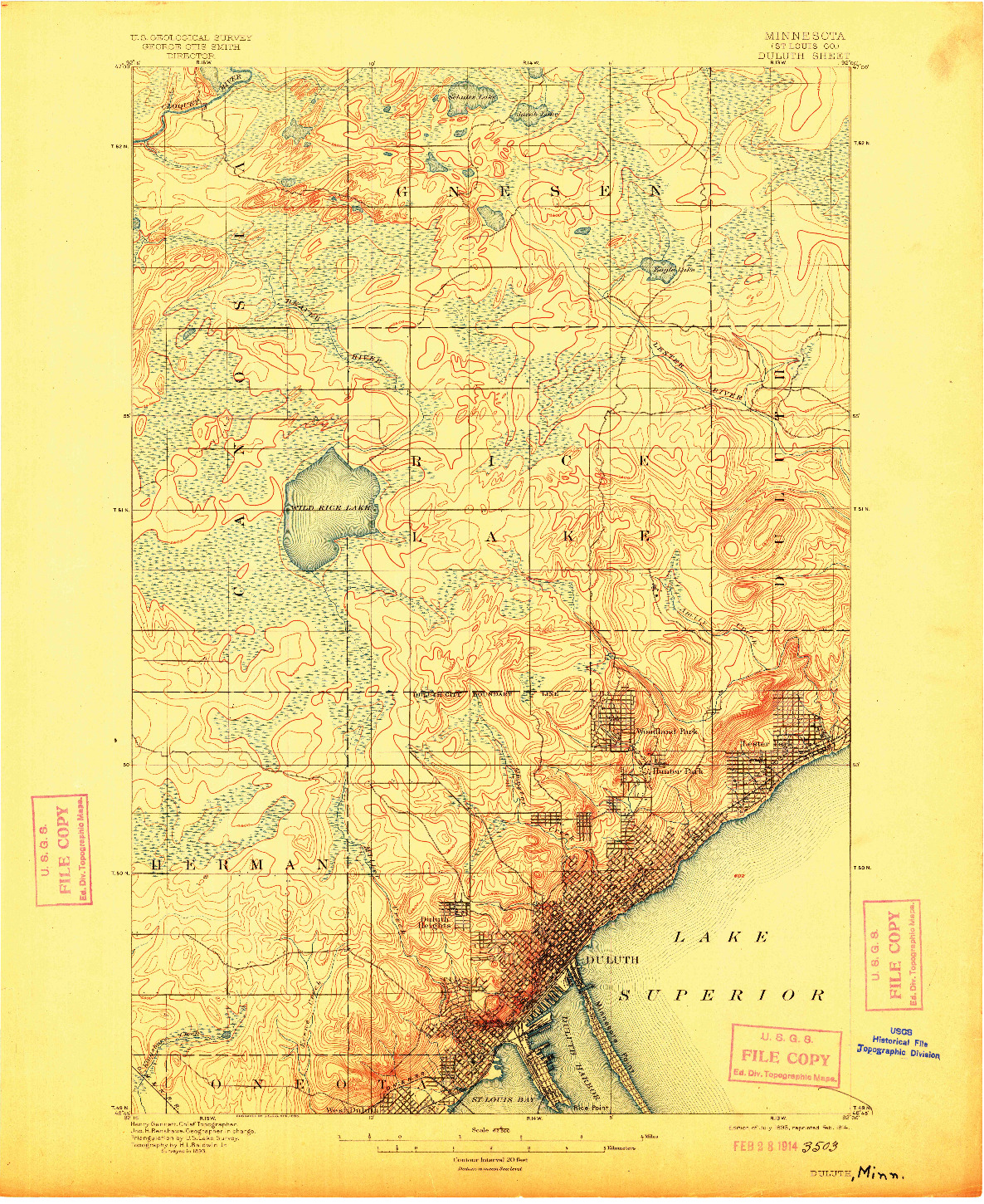 USGS 1:62500-SCALE QUADRANGLE FOR DULUTH, MN 1895