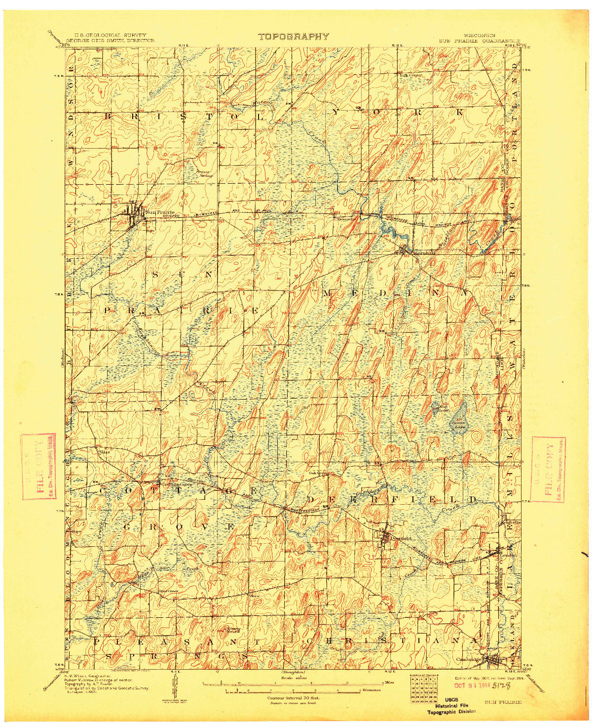 USGS 1:62500-SCALE QUADRANGLE FOR SUN PRAIRIE, WI 1907