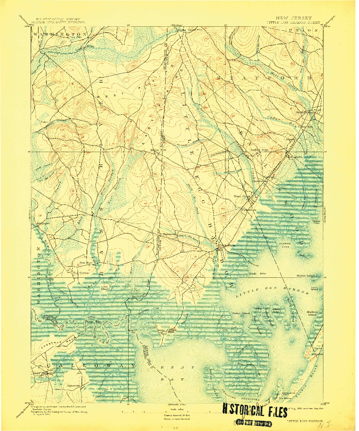 USGS 1:62500-SCALE QUADRANGLE FOR LITTLE EGG HARBOR, NJ 1893