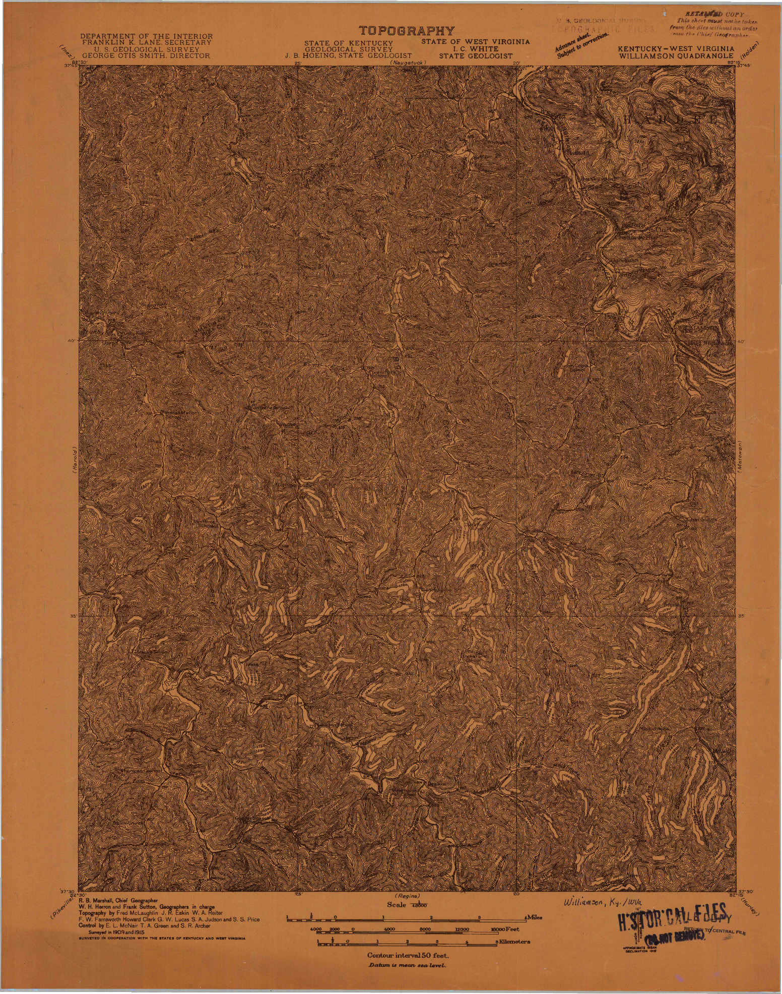 USGS 1:48000-SCALE QUADRANGLE FOR WILLIAMSON, KY 1915