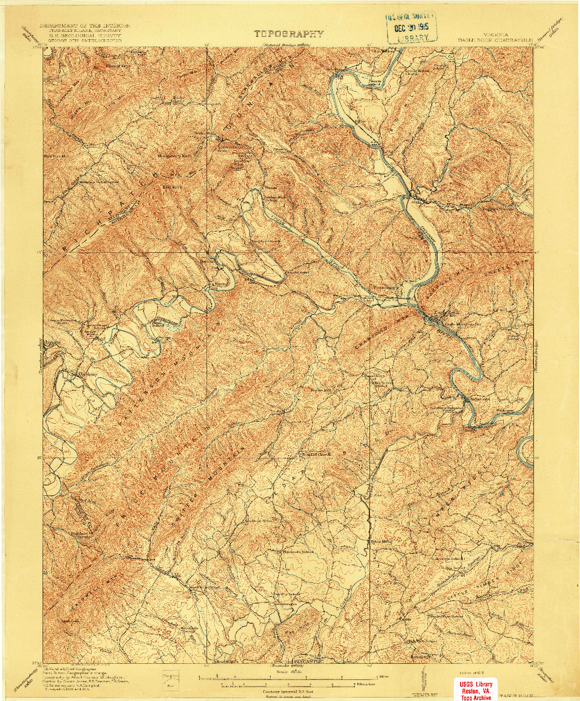 USGS 1:62500-SCALE QUADRANGLE FOR EAGLE ROCK, VA 1915