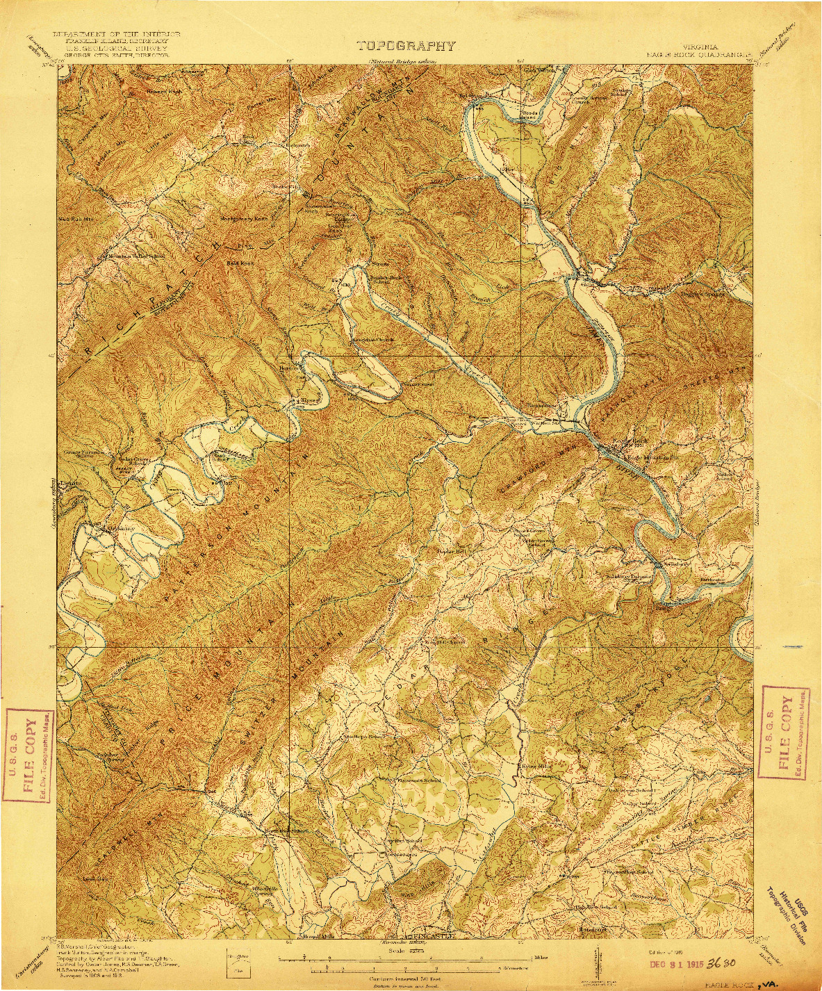 USGS 1:62500-SCALE QUADRANGLE FOR EAGLE ROCK, VA 1915