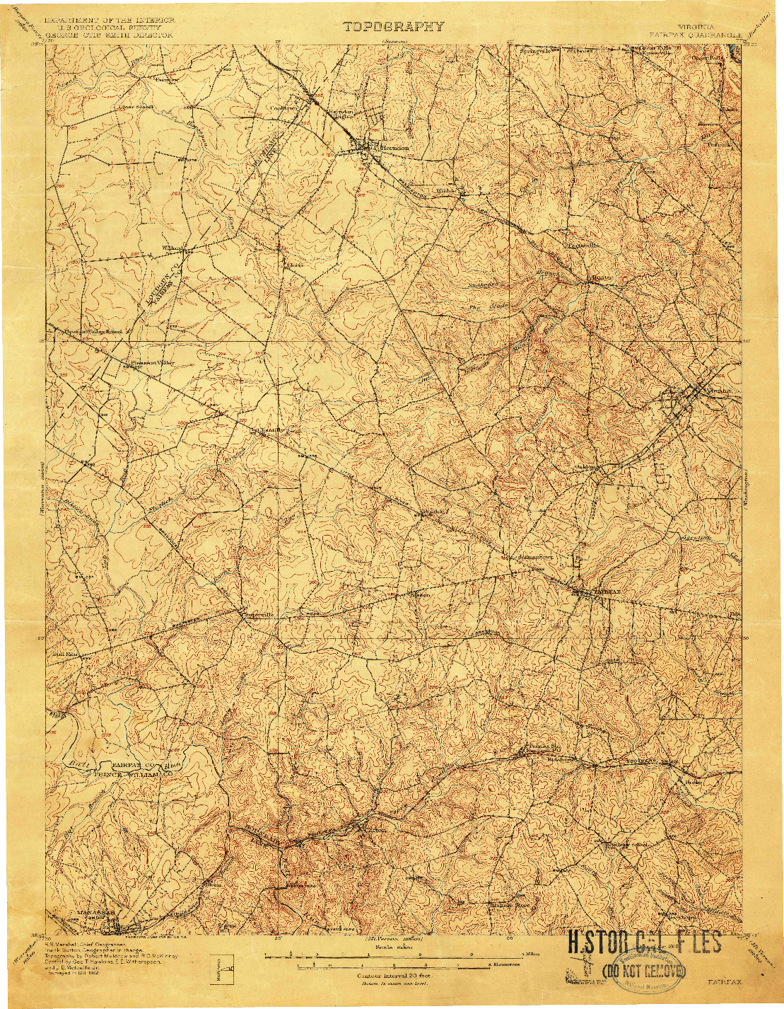 USGS 1:62500-SCALE QUADRANGLE FOR FAIRFAX, VA 1915