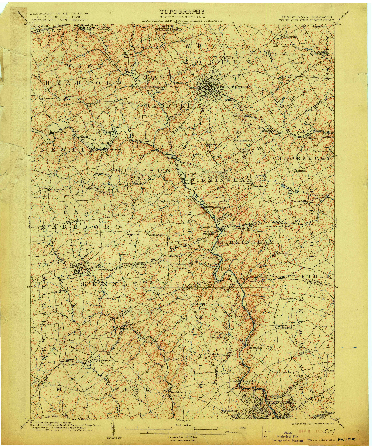 USGS 1:62500-SCALE QUADRANGLE FOR WEST CHESTER, PA 1904