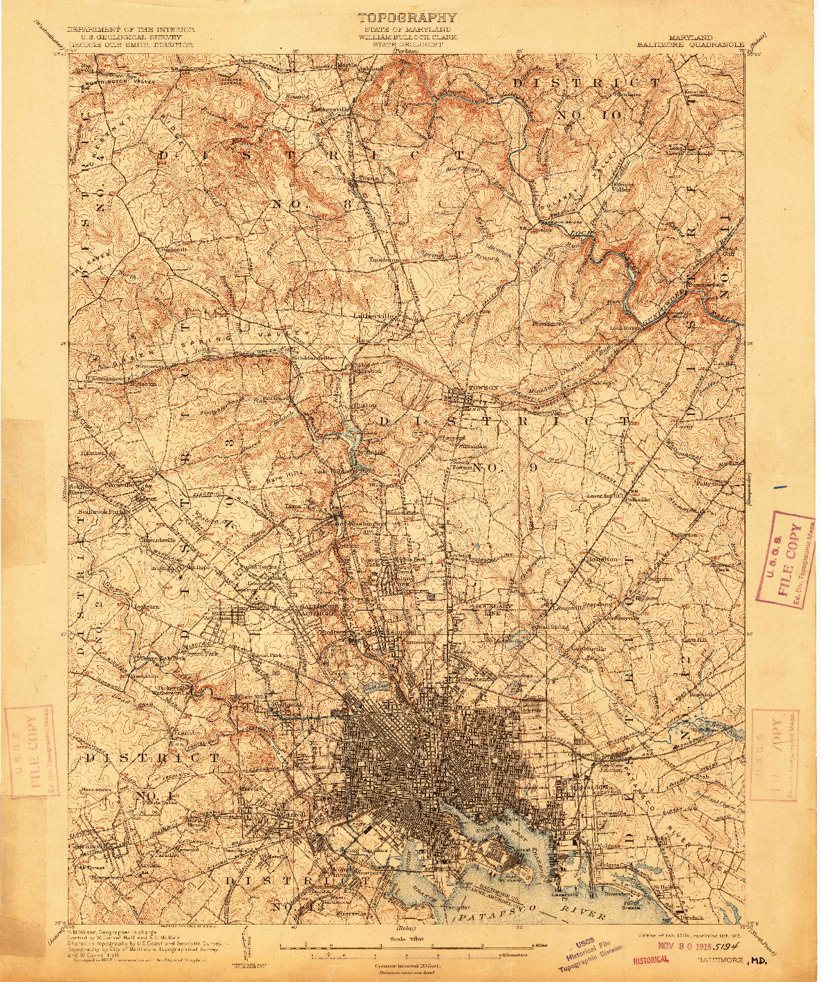 USGS 1:62500-SCALE QUADRANGLE FOR BALTIMORE, MD 1904