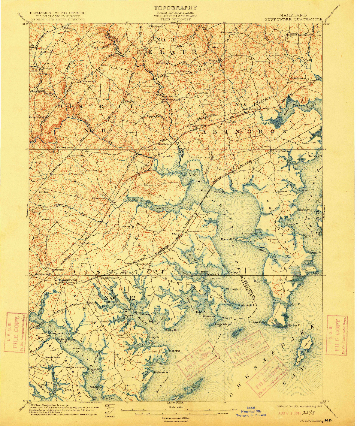 USGS 1:62500-SCALE QUADRANGLE FOR GUNPOWDER, MD 1901