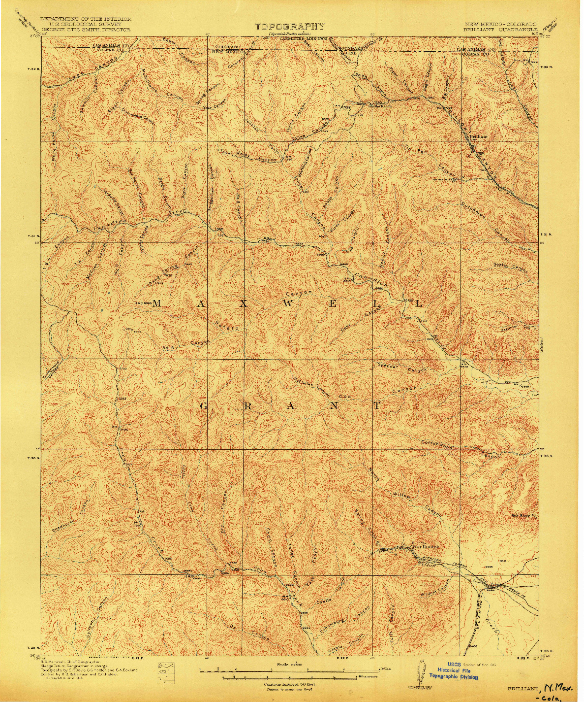 USGS 1:62500-SCALE QUADRANGLE FOR BRILLIANT, NM 1915