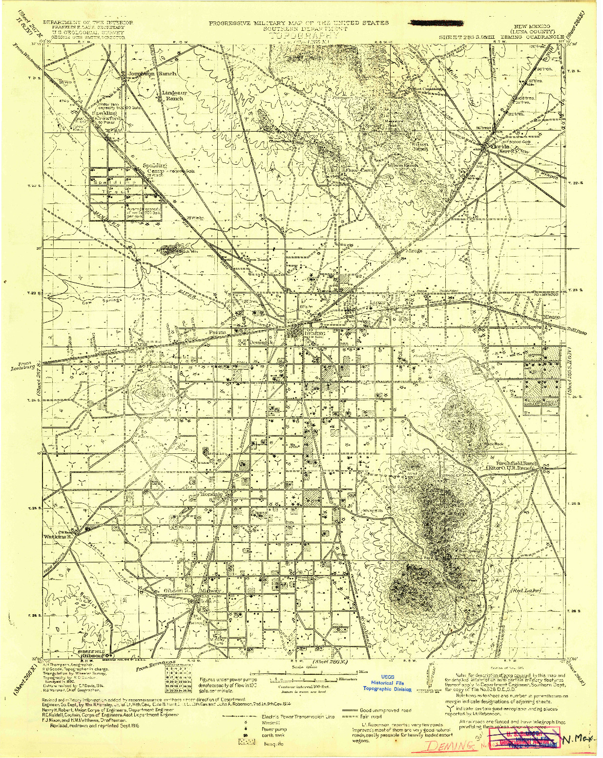 USGS 1:125000-SCALE QUADRANGLE FOR DEMING, NM 1915