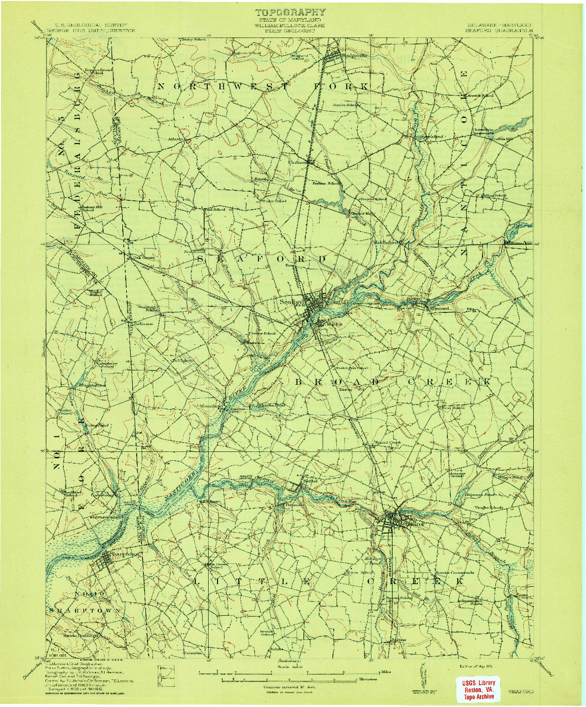 USGS 1:62500-SCALE QUADRANGLE FOR SEAFORD, DE 1915