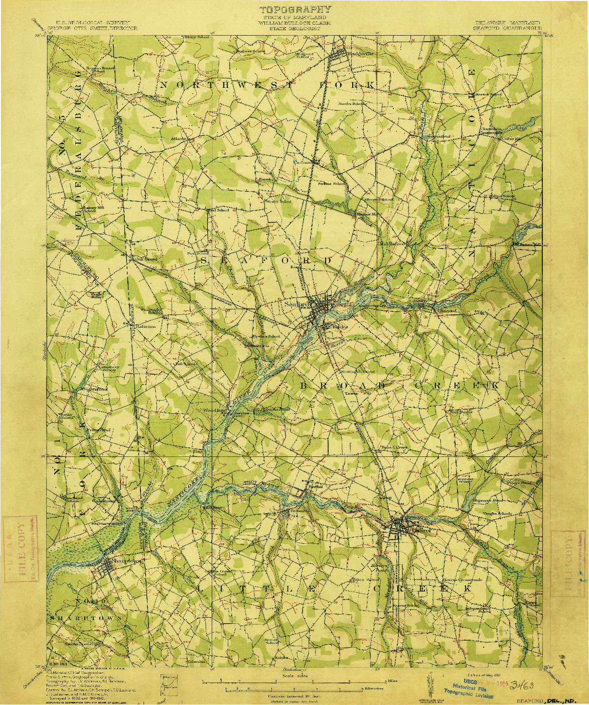 USGS 1:62500-SCALE QUADRANGLE FOR SEAFORD, DE 1915