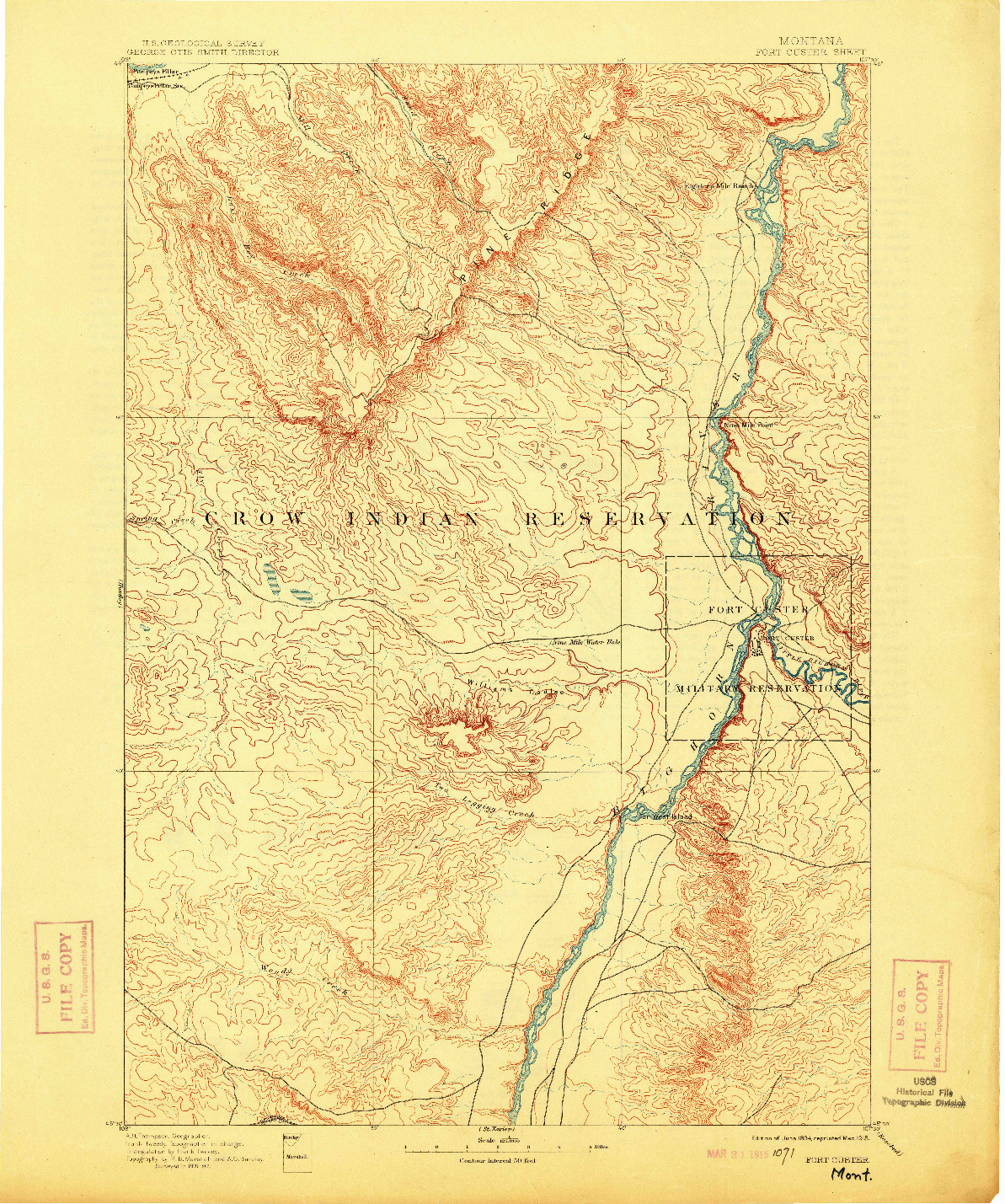 USGS 1:125000-SCALE QUADRANGLE FOR FORT CUSTER, MT 1894